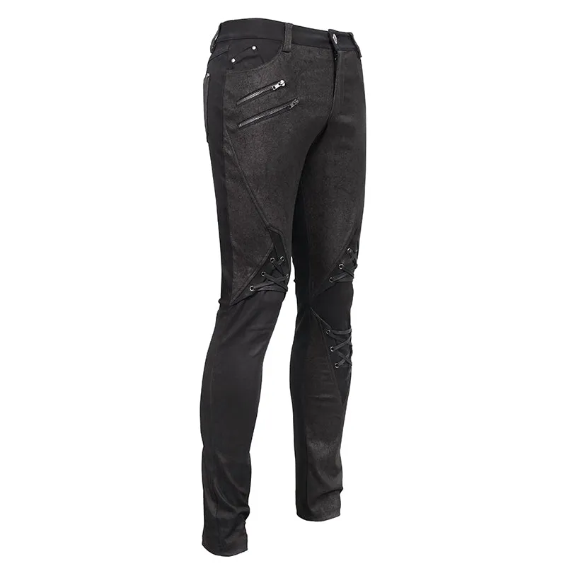 PT137 Punk glued fake two pieces men trousers