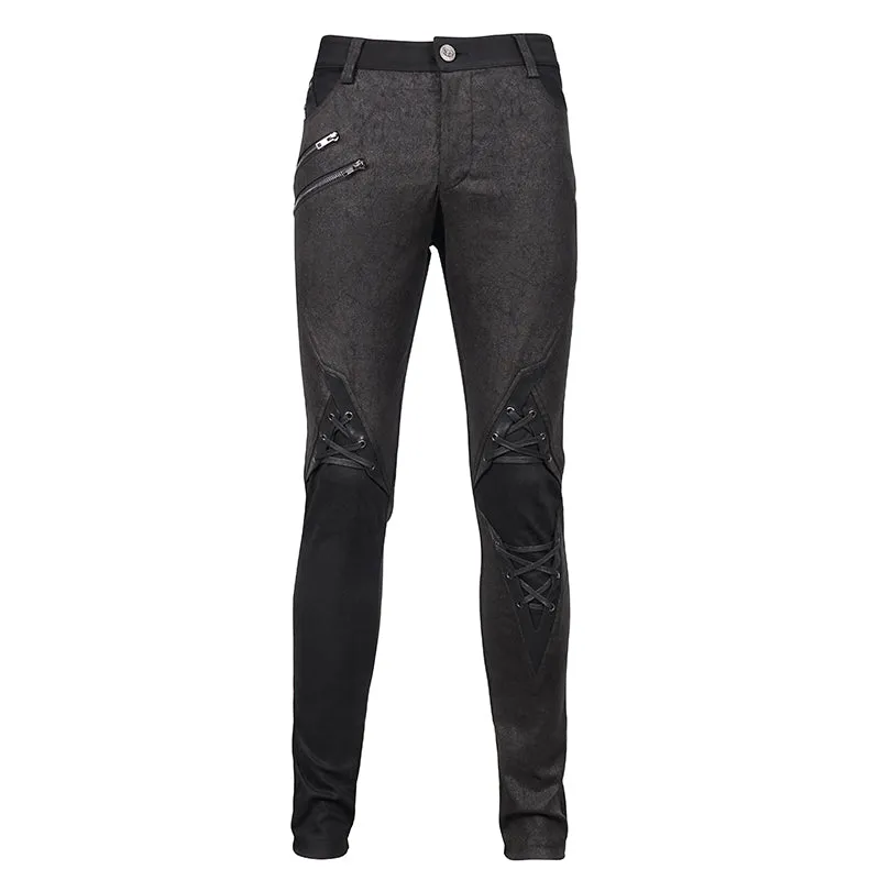 PT137 Punk glued fake two pieces men trousers