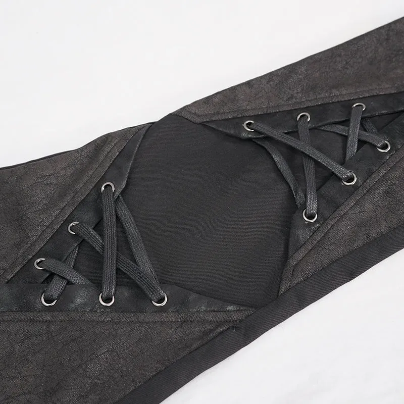 PT137 Punk glued fake two pieces men trousers