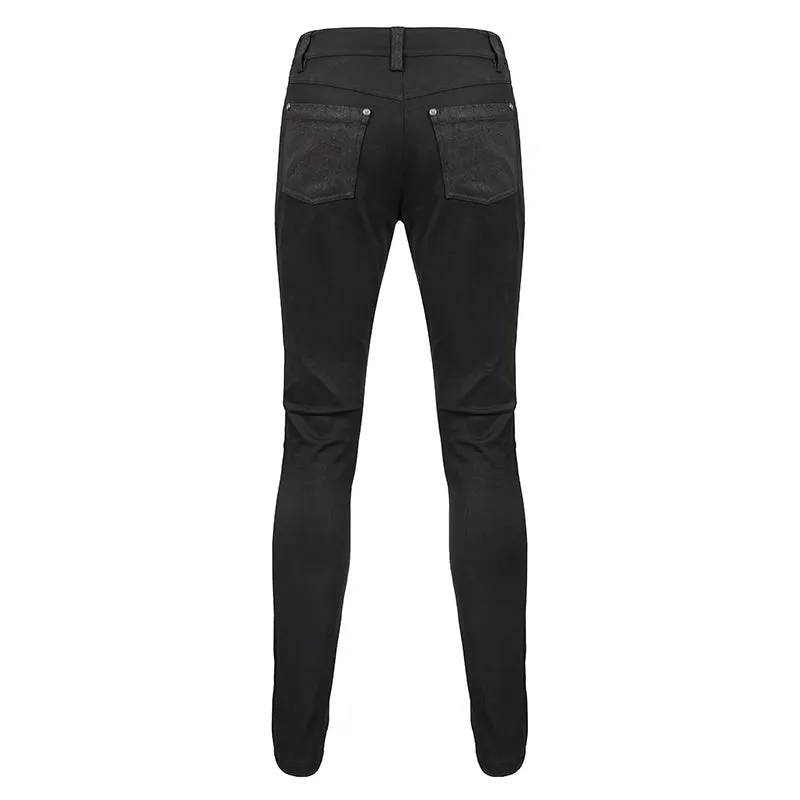 PT137 Punk glued fake two pieces men trousers