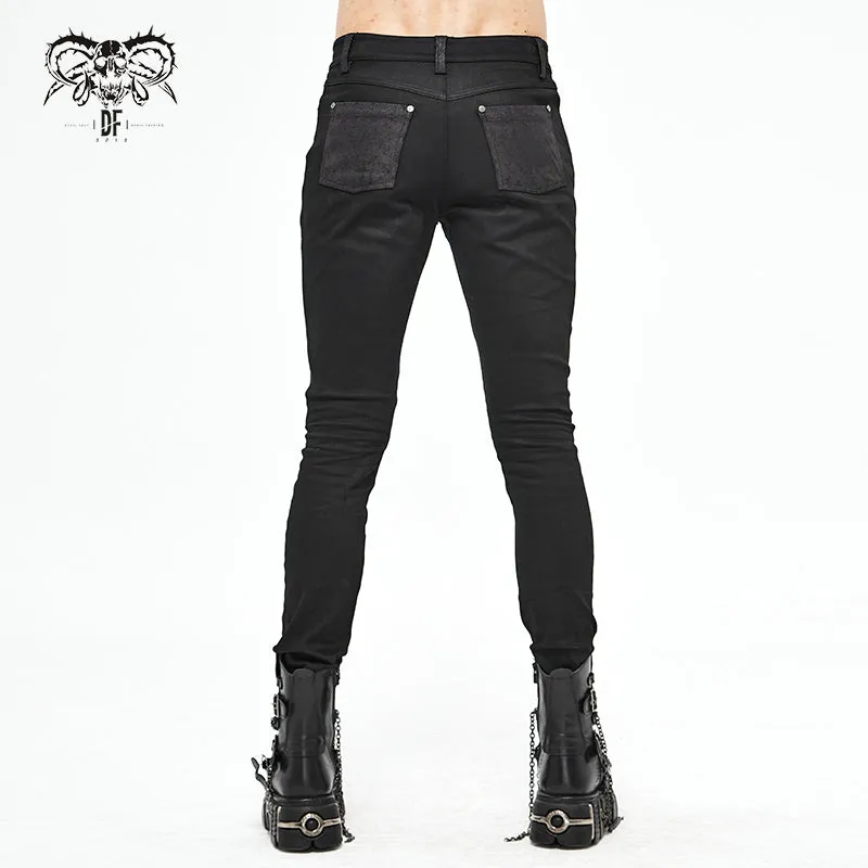 PT137 Punk glued fake two pieces men trousers