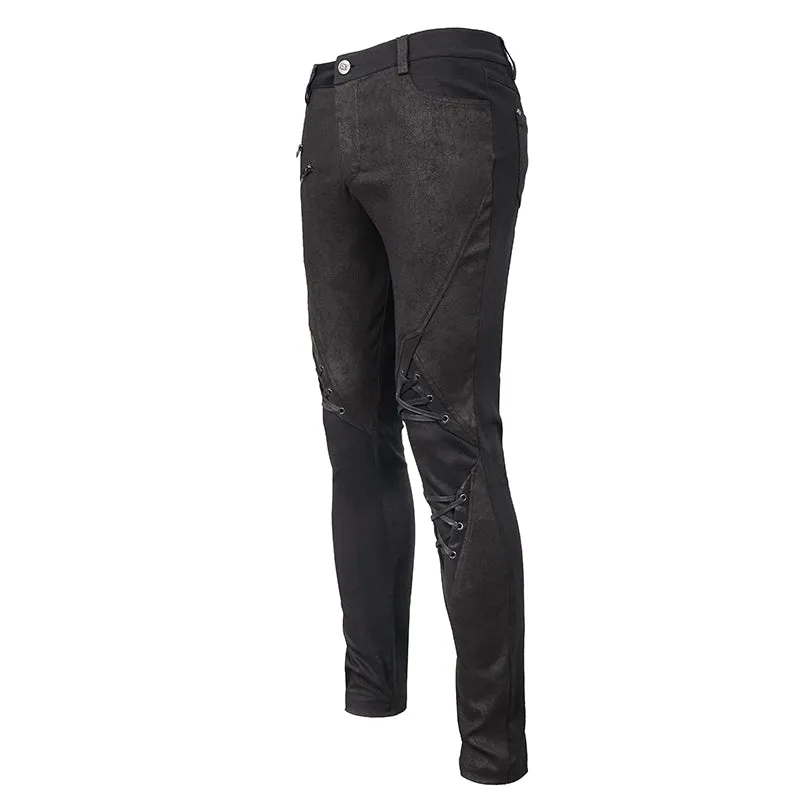 PT137 Punk glued fake two pieces men trousers