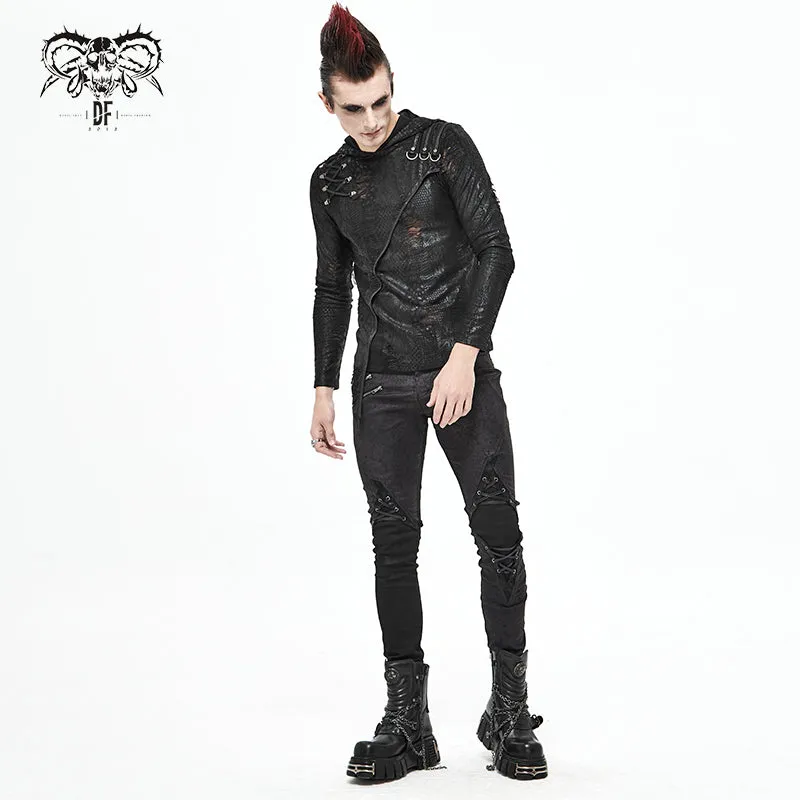 PT137 Punk glued fake two pieces men trousers