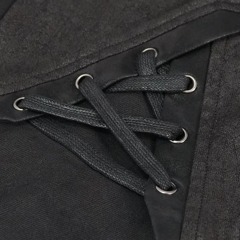 PT137 Punk glued fake two pieces men trousers