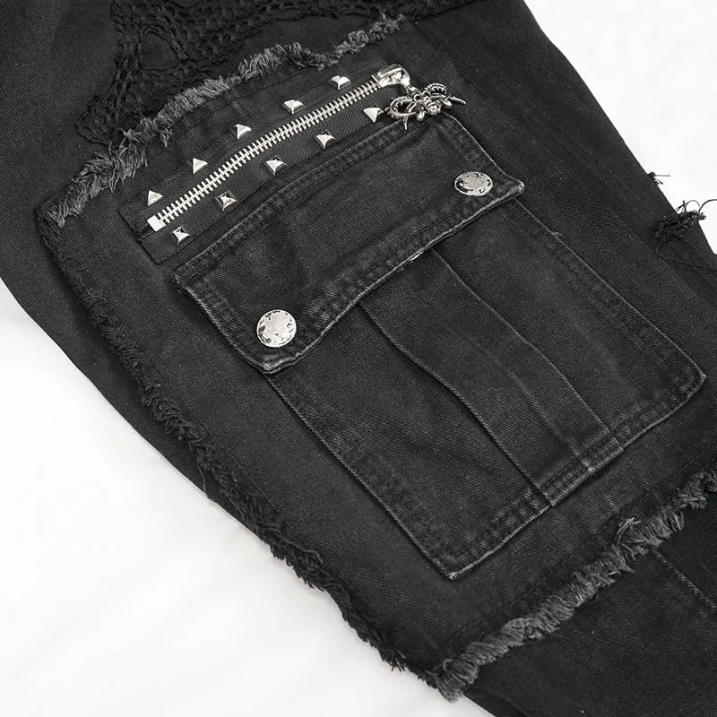 PT177 Men's distressed worn-out decadent feet pants