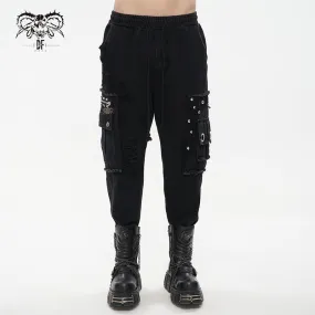PT177 Men's distressed worn-out decadent feet pants