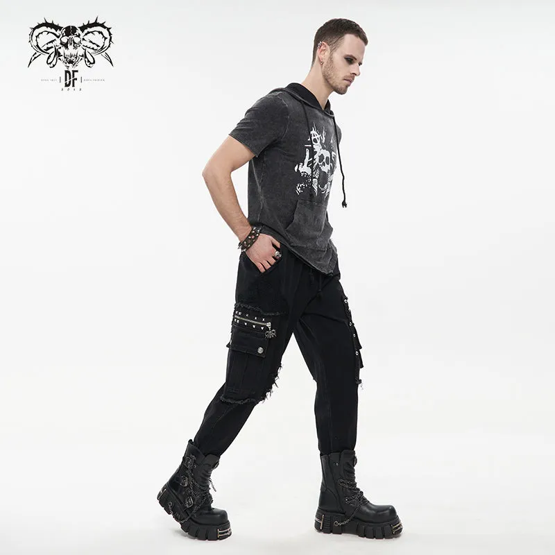 PT177 Men's distressed worn-out decadent feet pants
