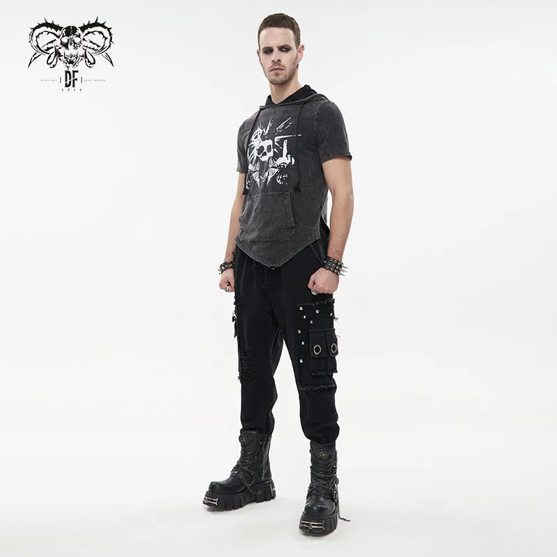 PT177 Men's distressed worn-out decadent feet pants