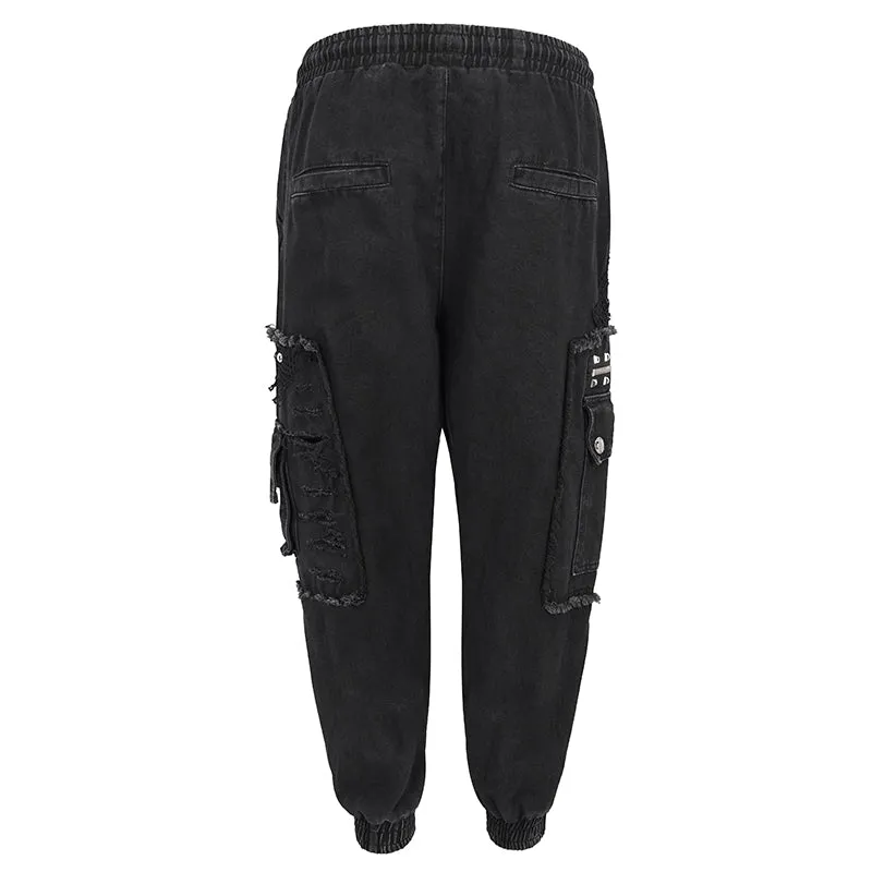 PT177 Men's distressed worn-out decadent feet pants