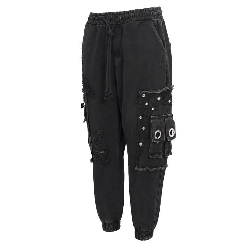 PT177 Men's distressed worn-out decadent feet pants