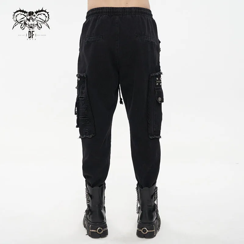 PT177 Men's distressed worn-out decadent feet pants