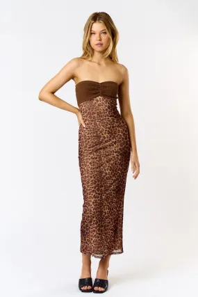 "Uptown Girl" Brown Animal Print Maxi Dress