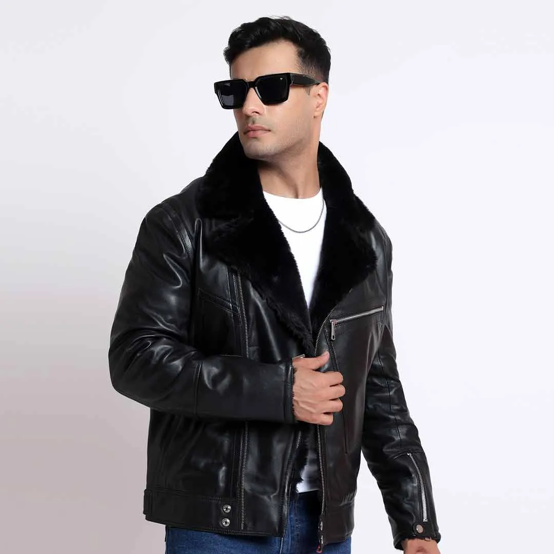 Saint Harley Black Calf Leather Men's Biker Jacket