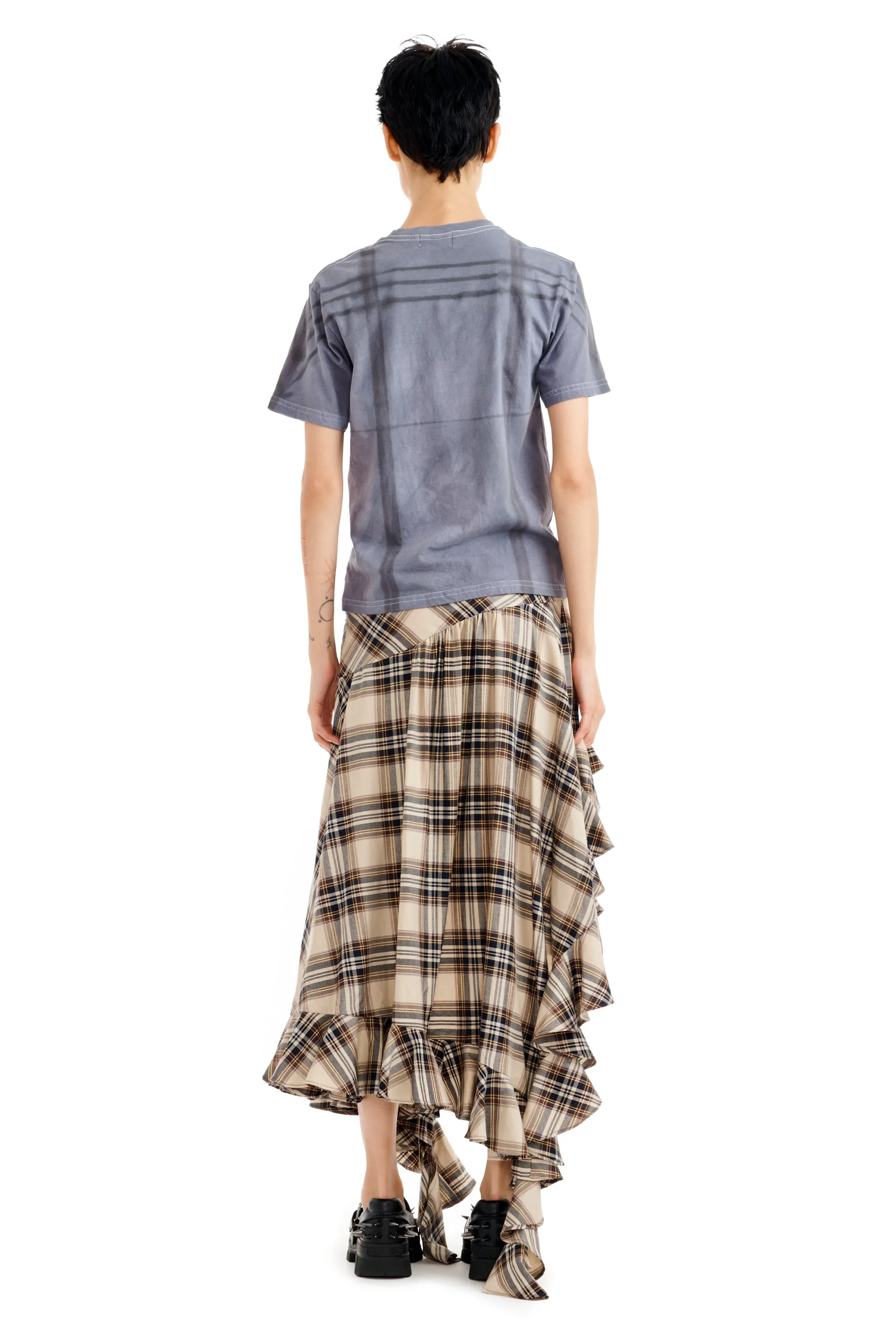 SAND PLAID FLORIST SKIRT