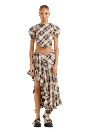 SAND PLAID FLORIST SKIRT