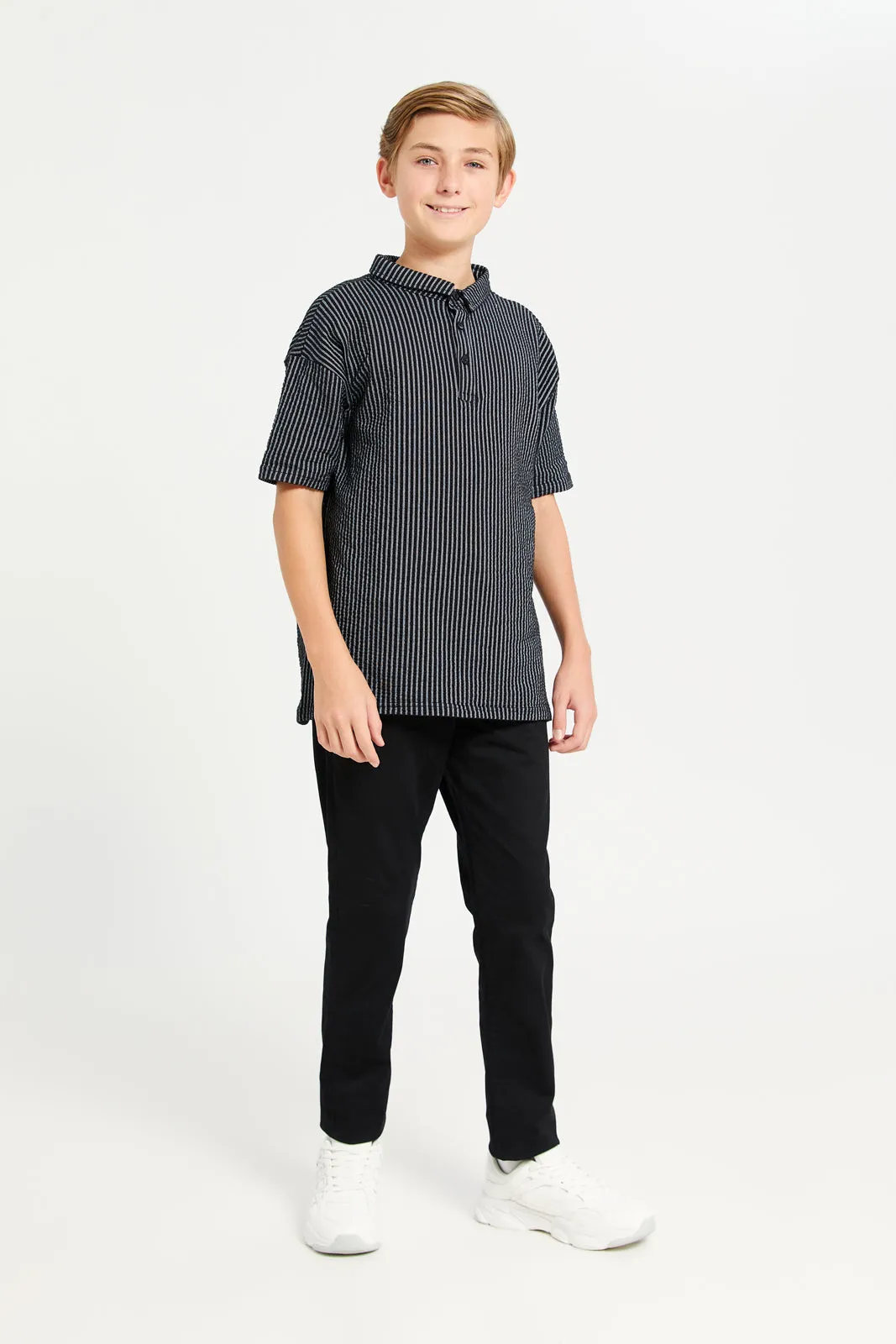 Senior Boys Black 5 Pocket Table Trousers
