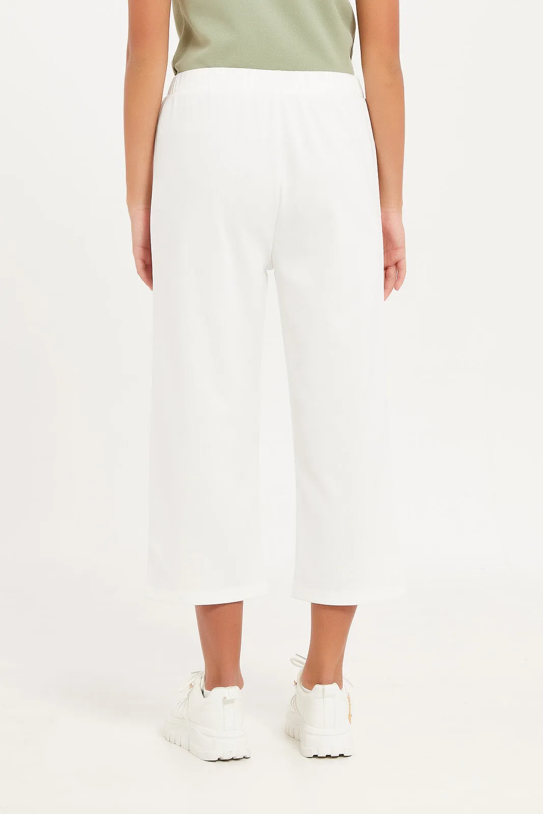 Senior Girls White Wide Leg Pants