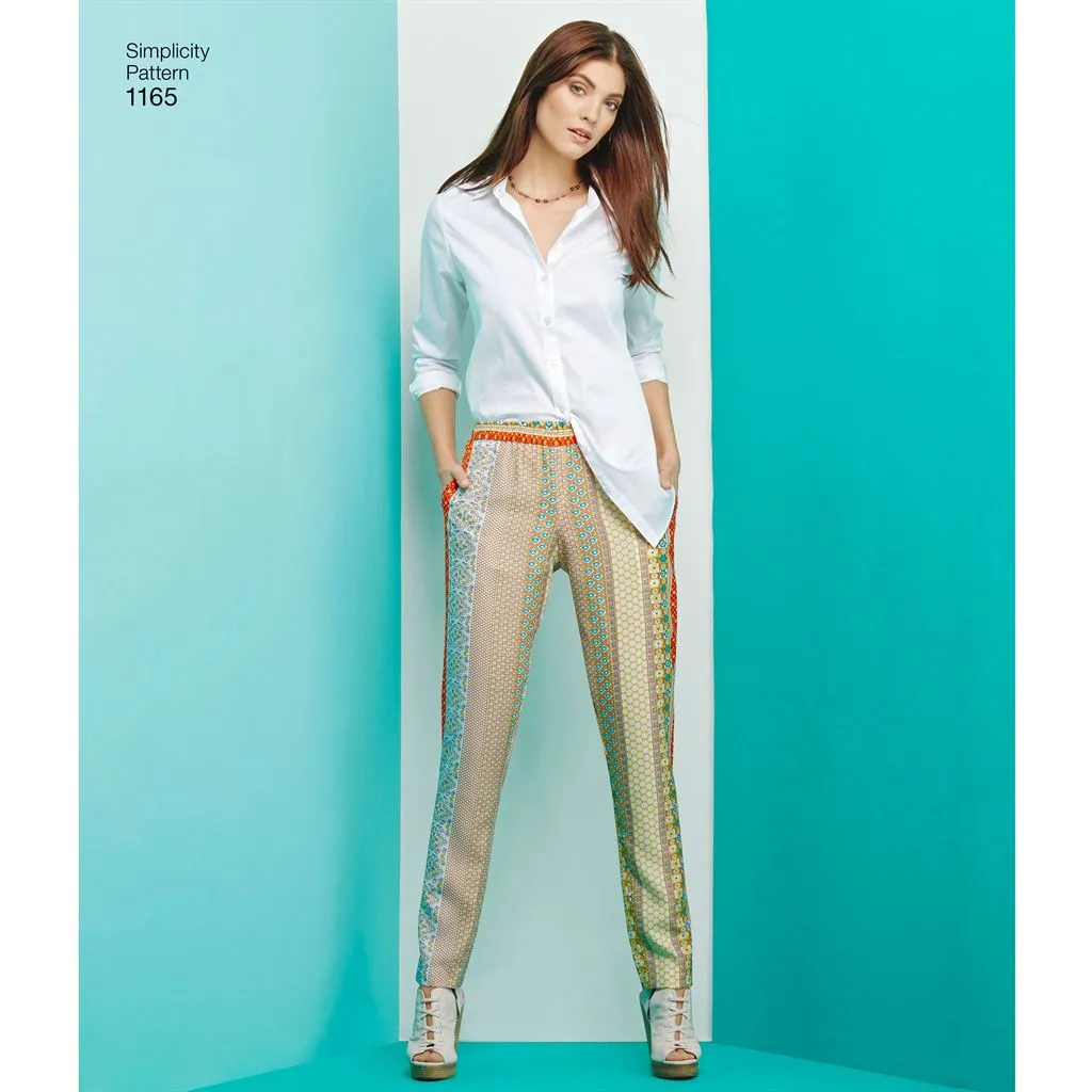 Simplicity Pattern 1165 Women's Pull-on Trousers, Long or Short Shorts