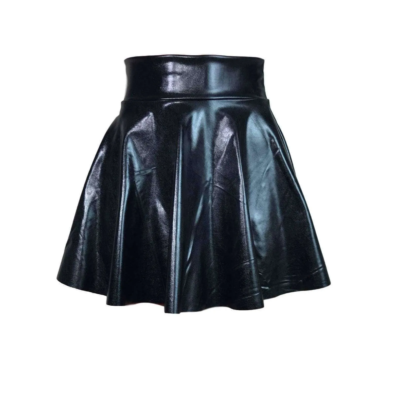 Skater Skirt - Black Metallic "Wet Look"