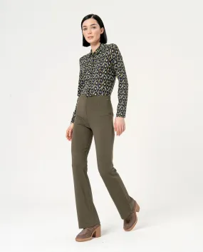 Surkana flare trousers knitted blunt knit khaki