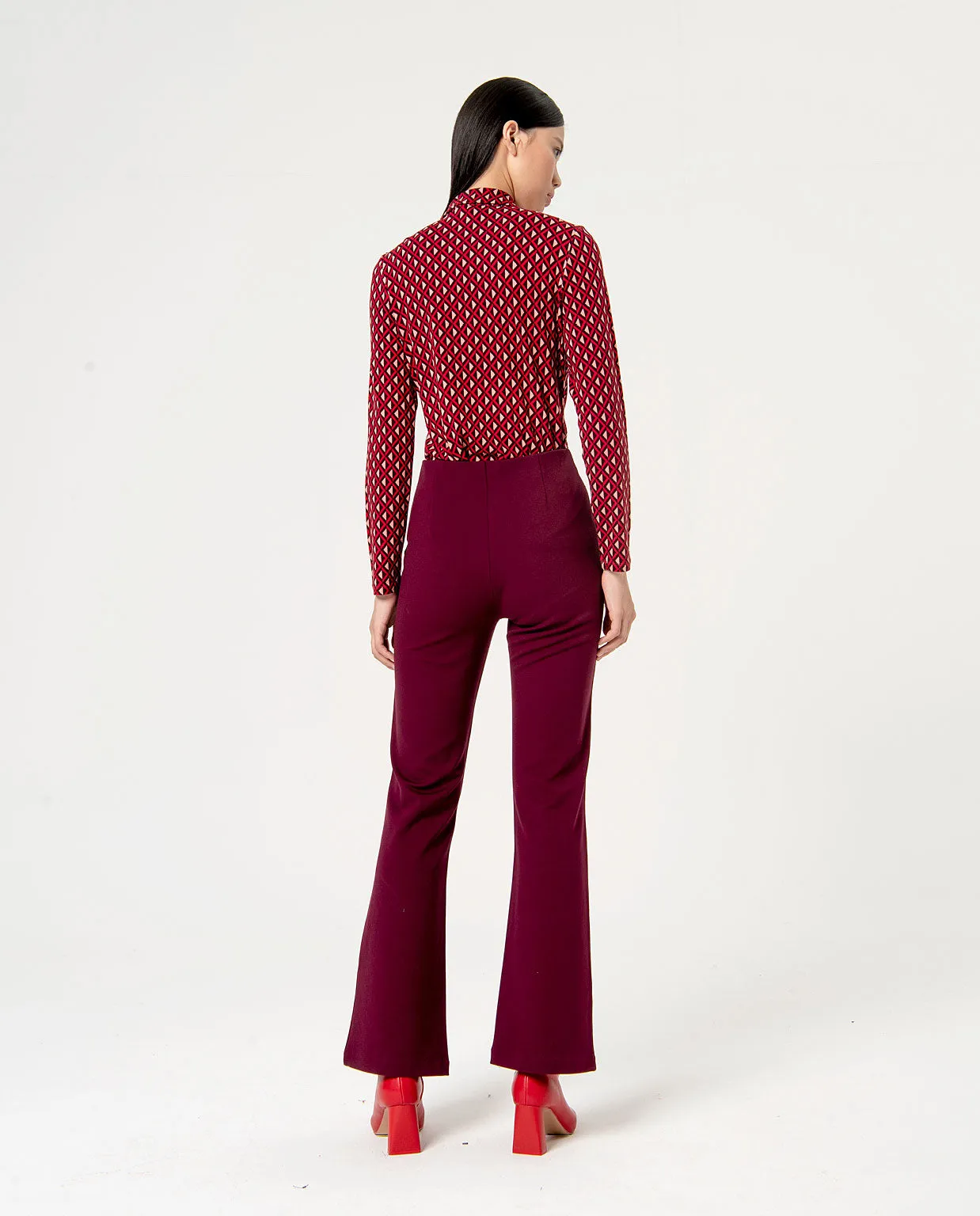 Surkana flare trousers knitted blunt knit purple