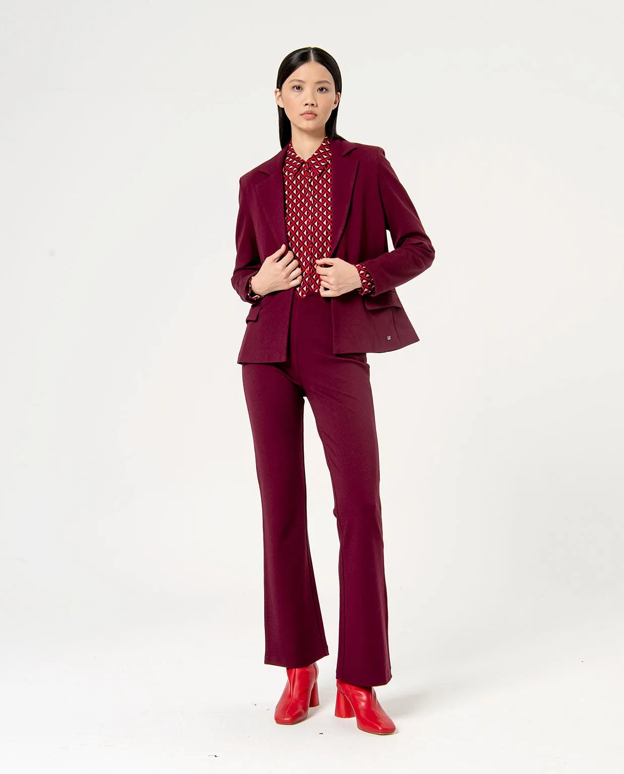 Surkana flare trousers knitted blunt knit purple