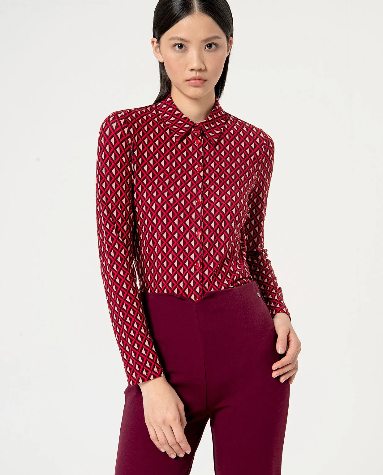Surkana flare trousers knitted blunt knit purple