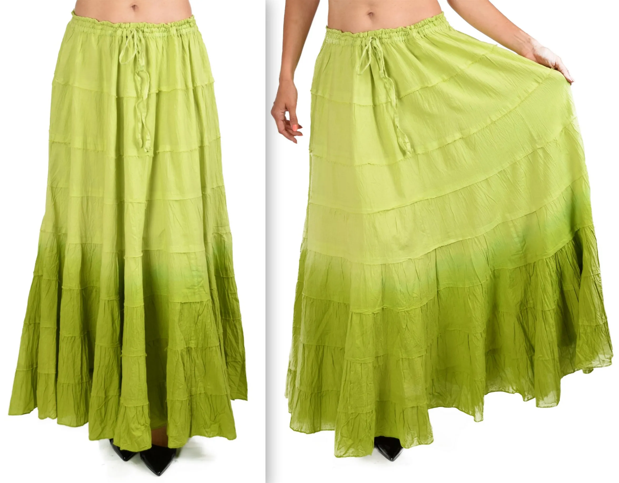 Tiered Ombre Skirt, hande dye skirt, Cotton Skirt, 8 tiered Skirt,Broomstick Skirt,Designer Skirt, Long Plus size Skirt, Tie dye skirt