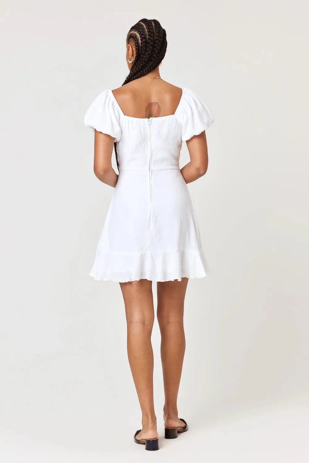 Trixxi Juniors Puff-Sleeve Side-Tie Wrap Dress  Color White Size XL