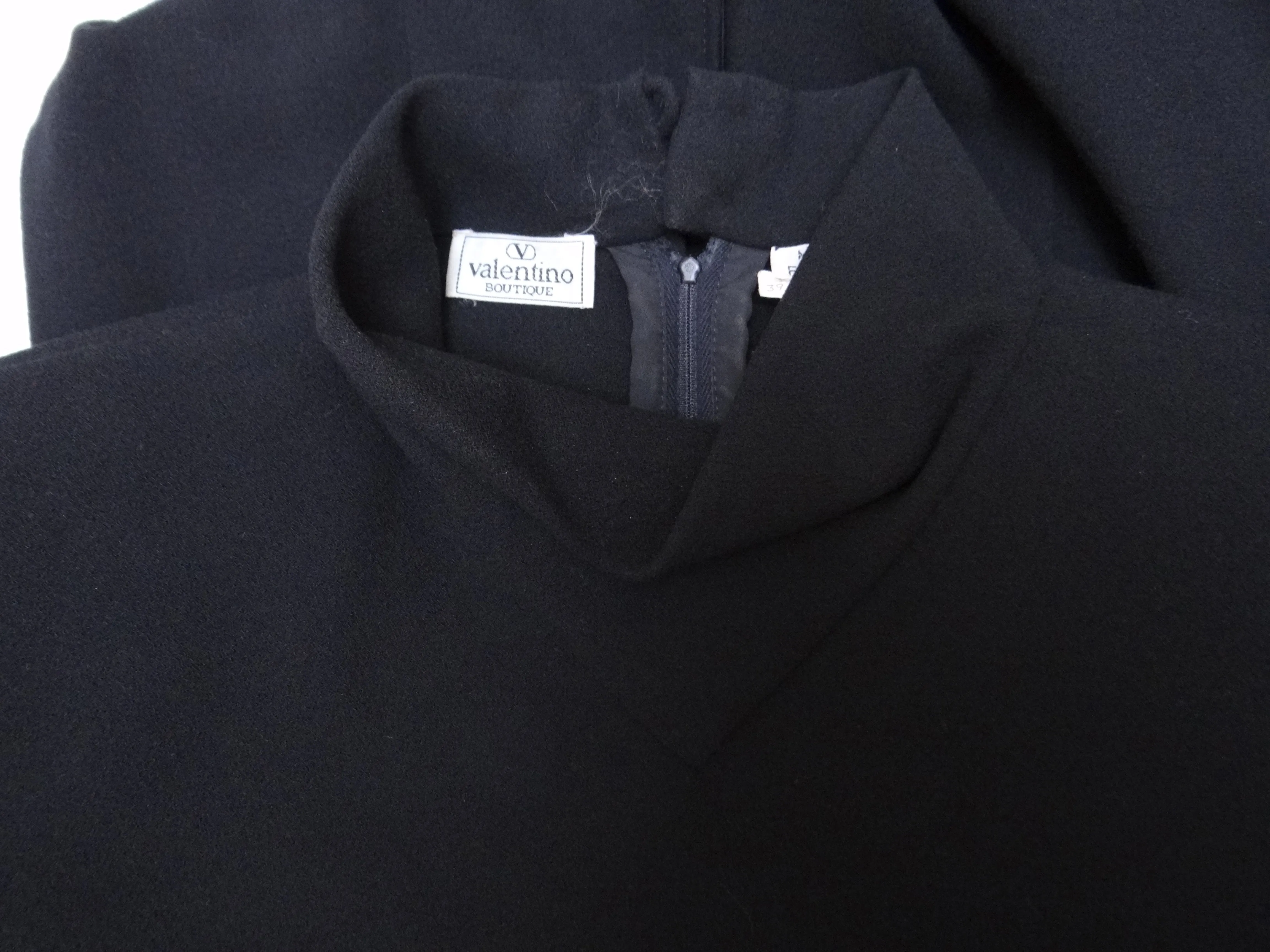 Valentino Asymmetric Wrap Dress in Black Wool Crepe, UK10-12