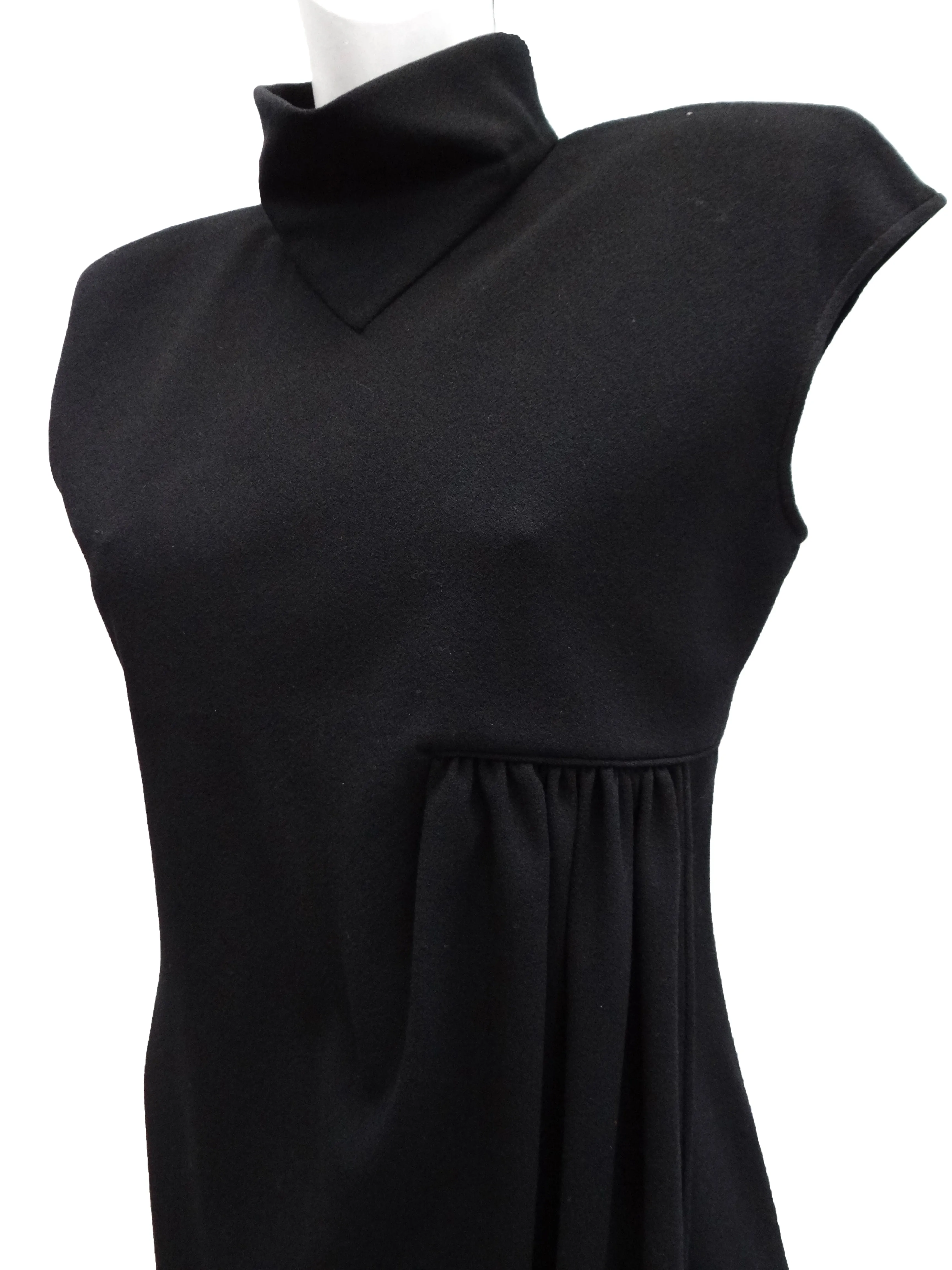 Valentino Asymmetric Wrap Dress in Black Wool Crepe, UK10-12