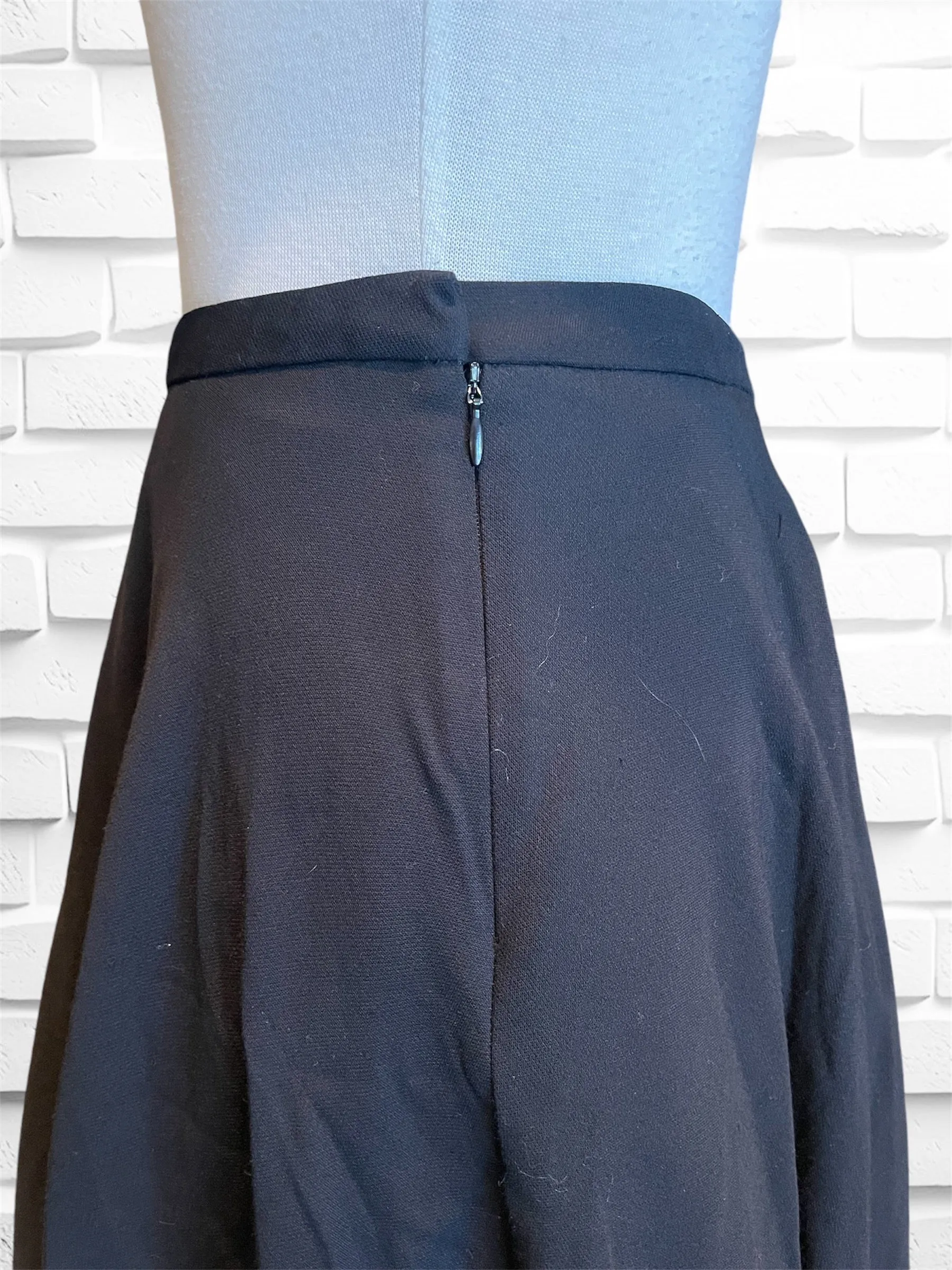 Vintage Full Black Wool Circle Skirt with Several Layers of Under Lining