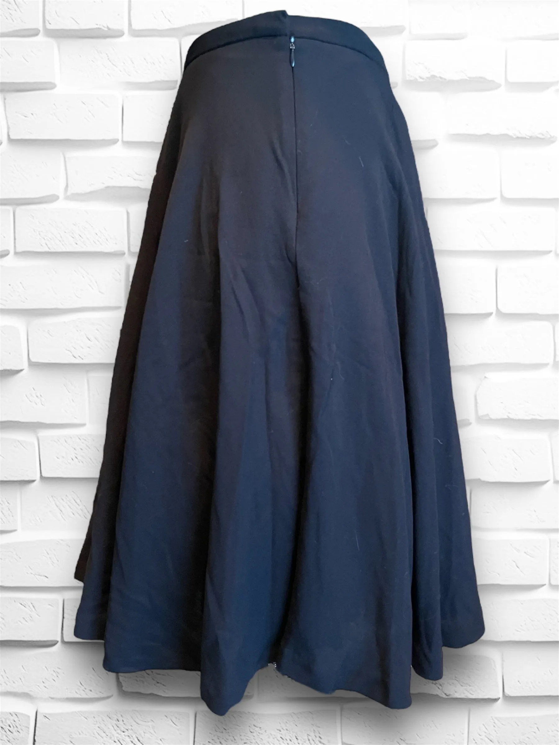 Vintage Full Black Wool Circle Skirt with Several Layers of Under Lining
