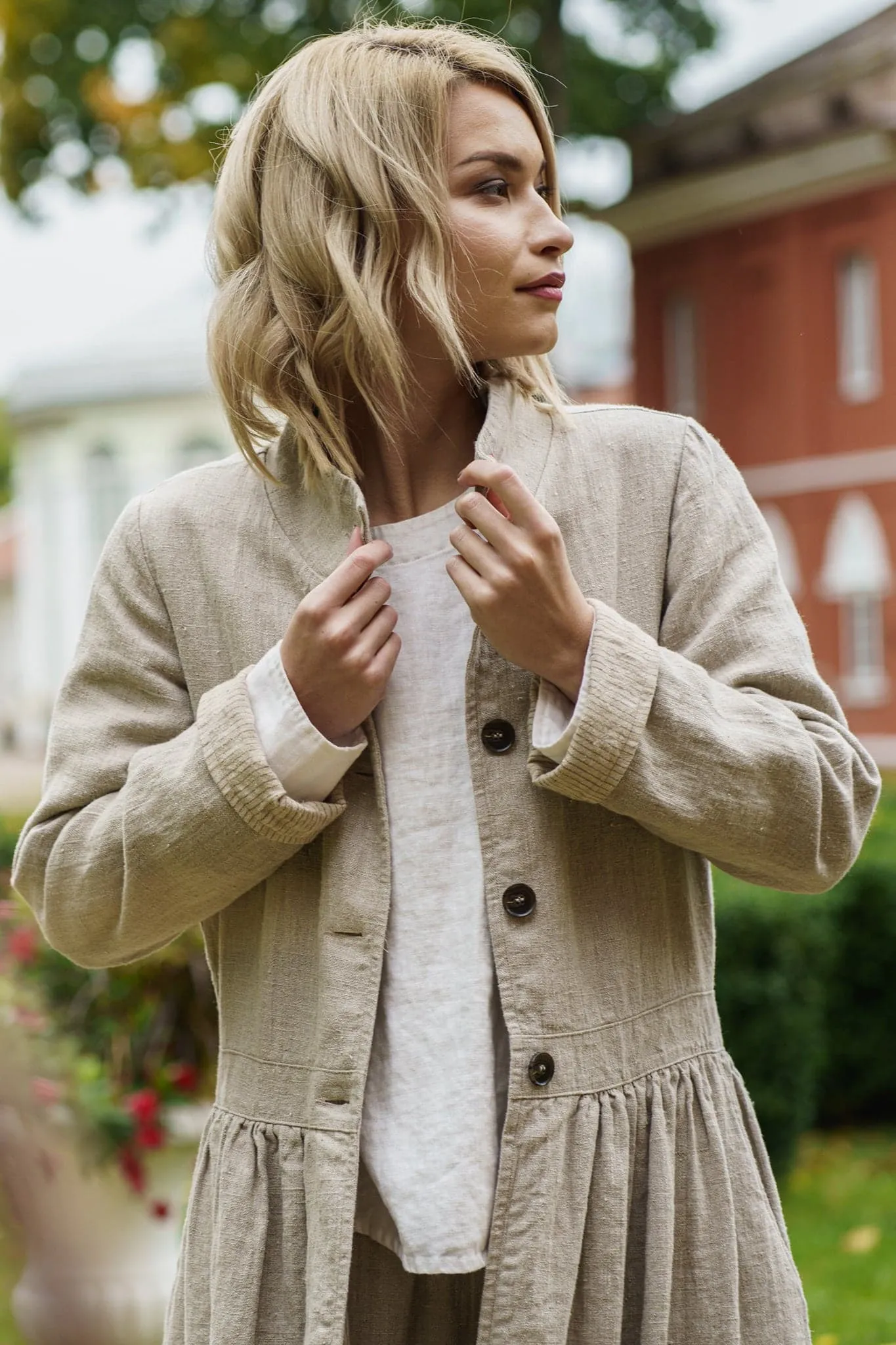 Washed linen coat Evita