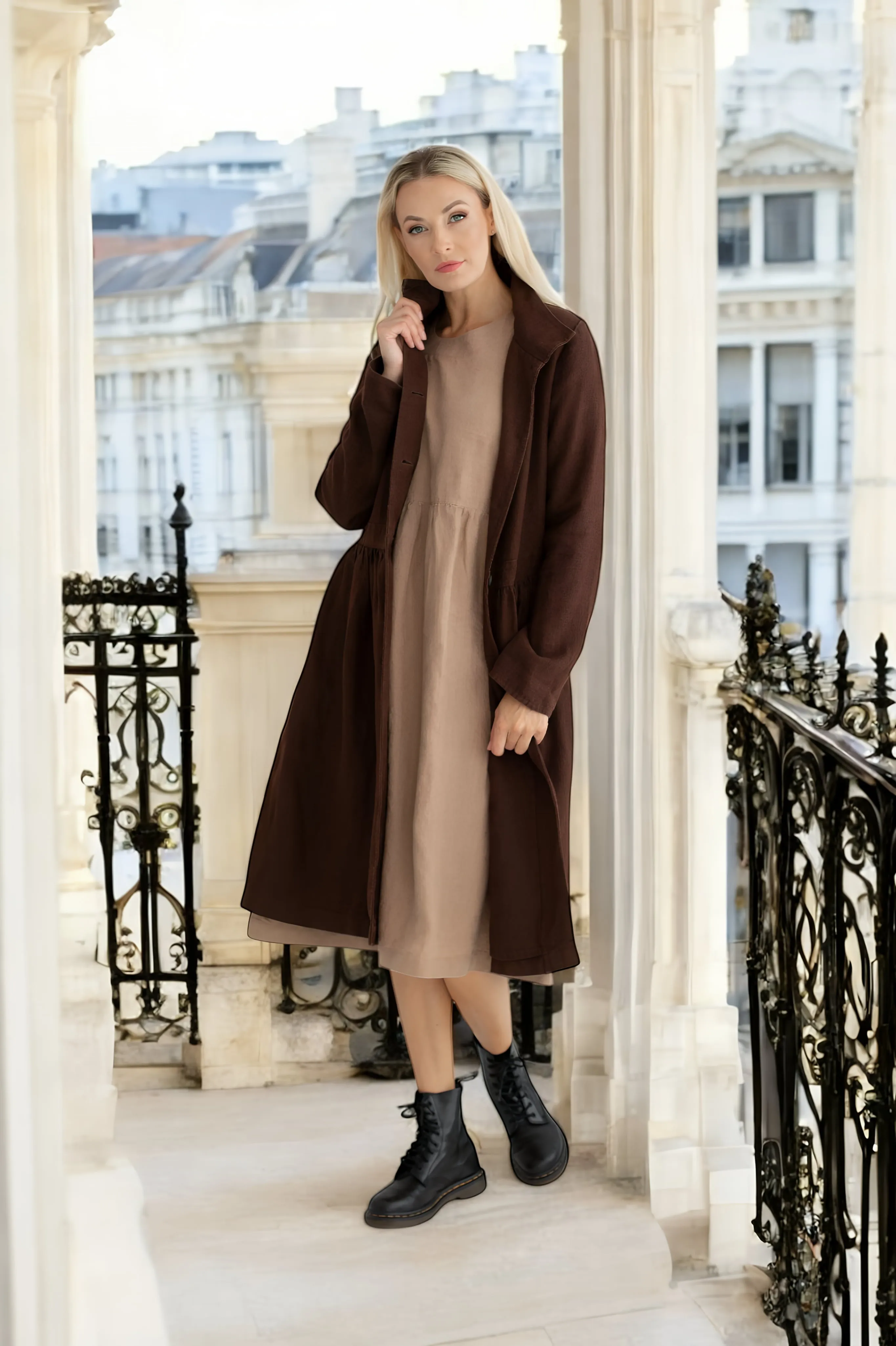 Washed linen coat Evita