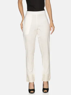 White Embroidered Trousers