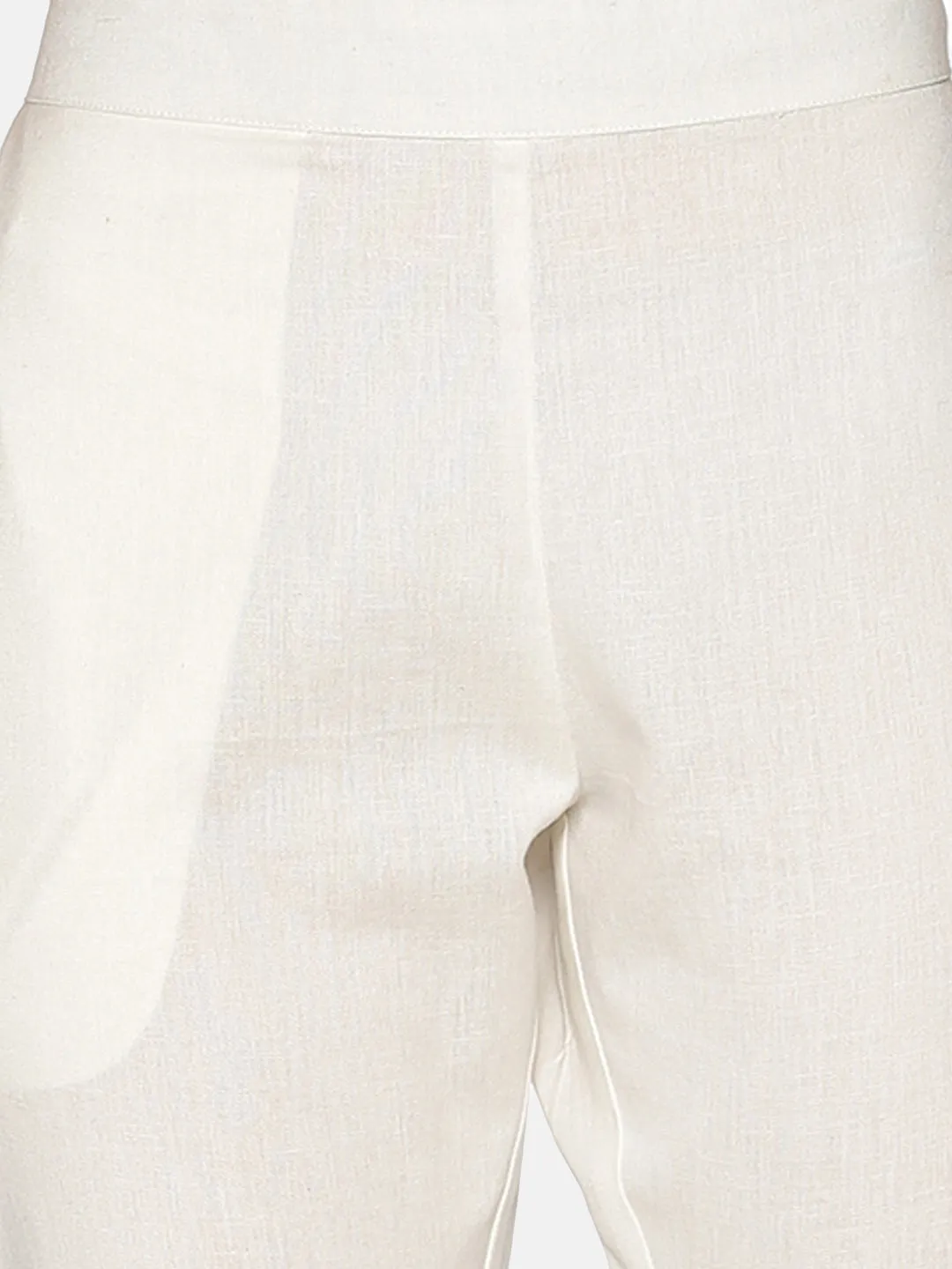 White Embroidered Trousers