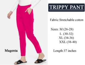 Women Cotton Spandex Solid Trouser