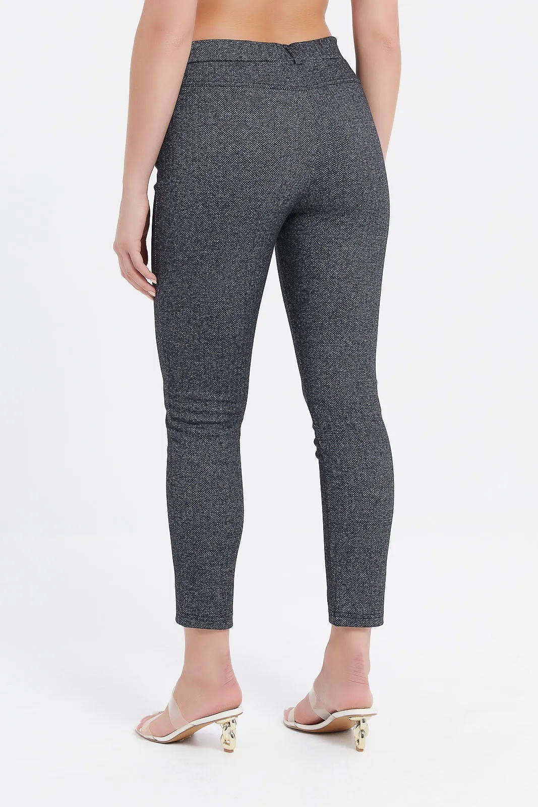 Women Grey Plain Trousers
