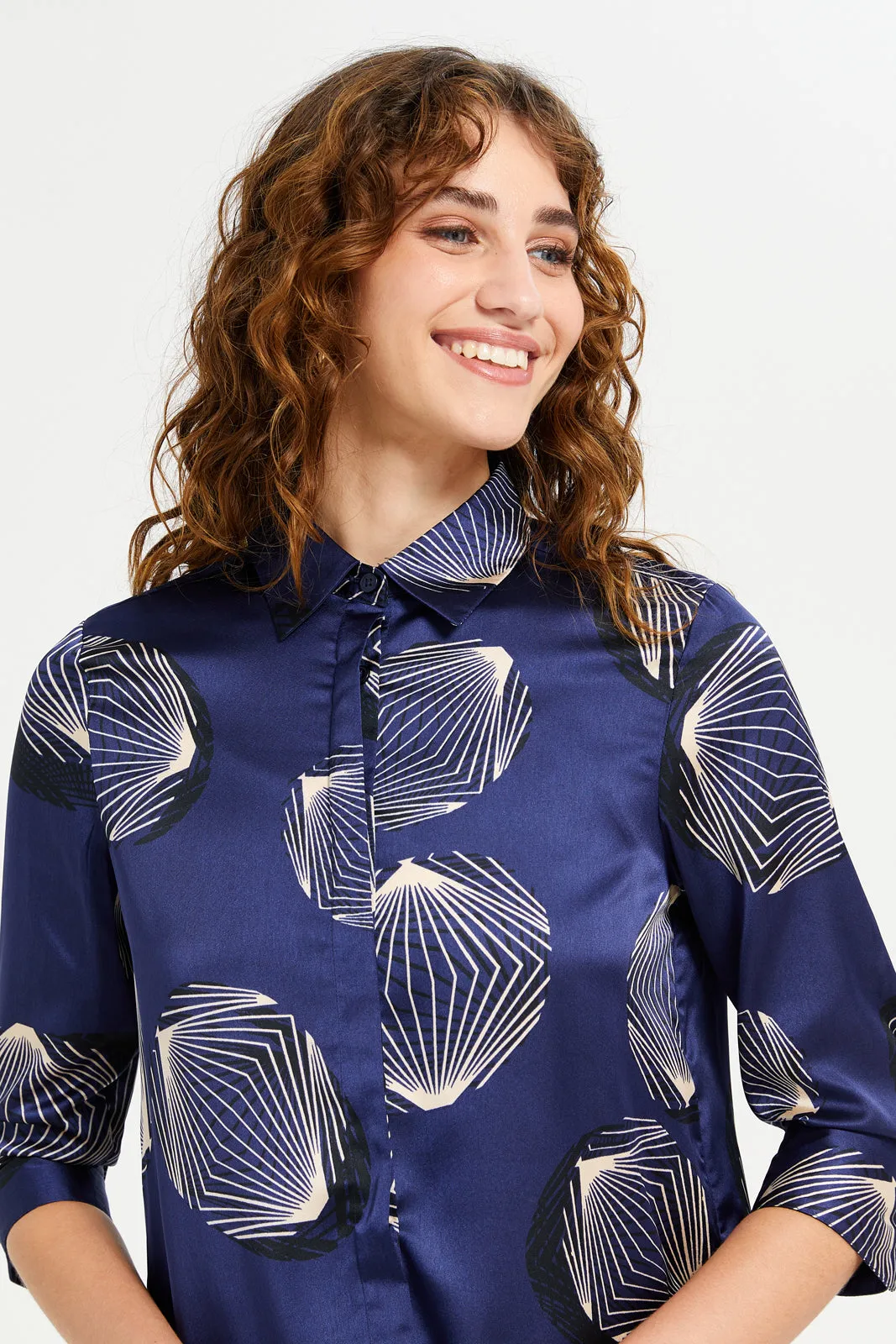 Women Navy Printed Blouse