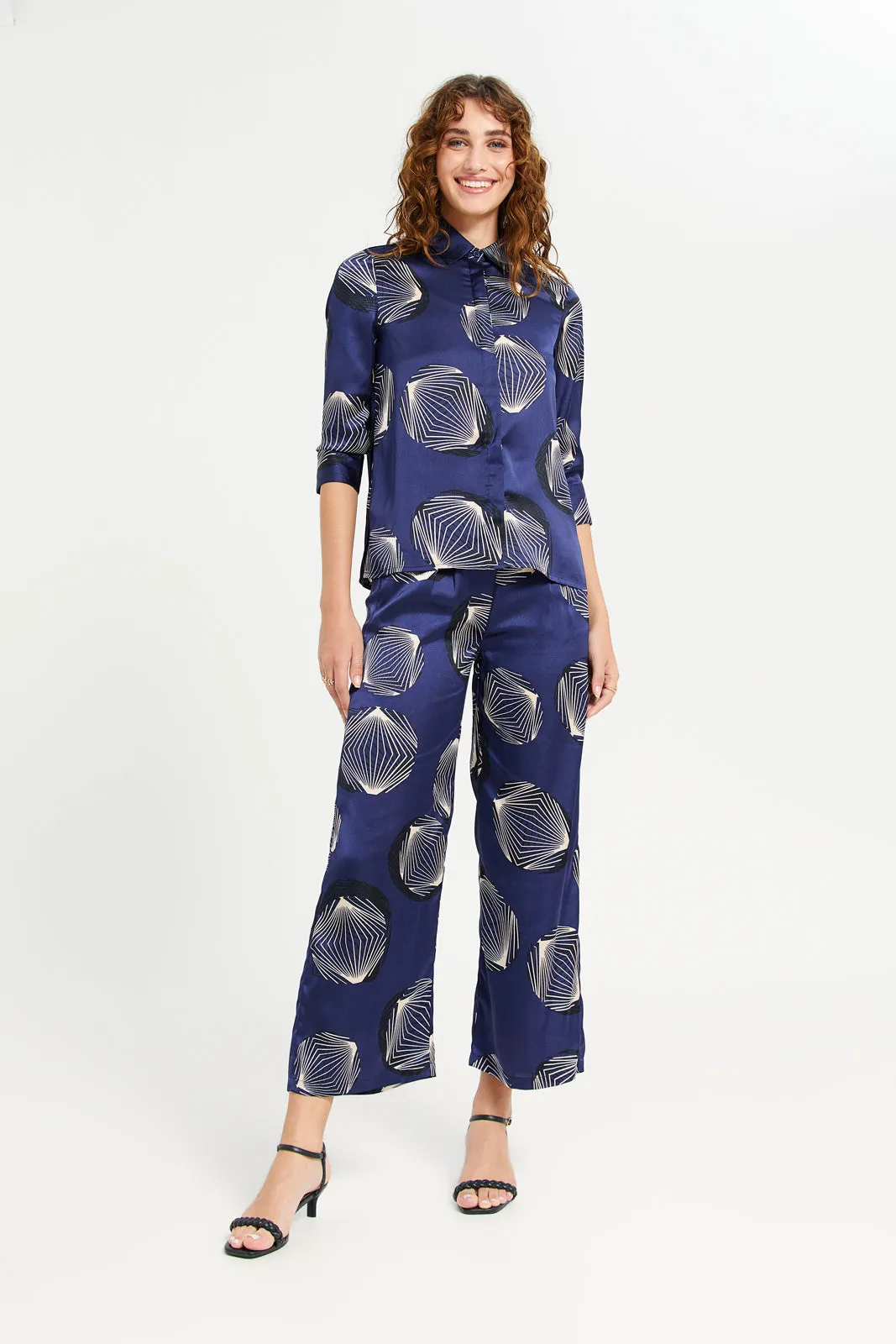 Women Navy Printed Blouse