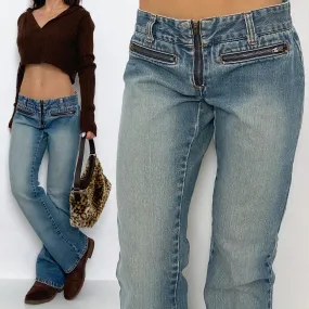 Y2K Low Rise Zipper Jeans