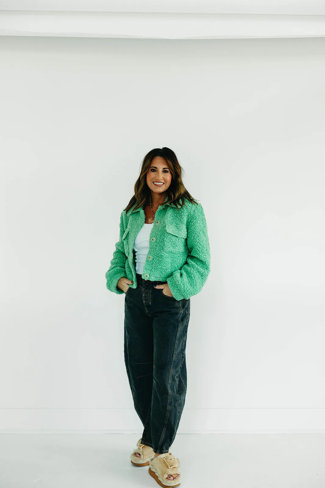 Zariza Teddy Jacket - Spring Green