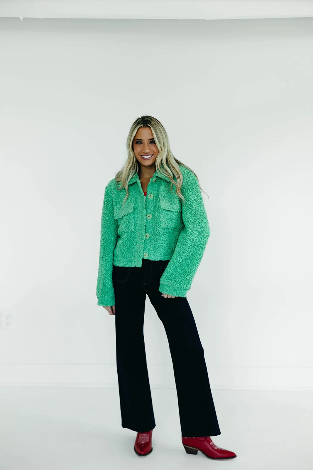 Zariza Teddy Jacket - Spring Green